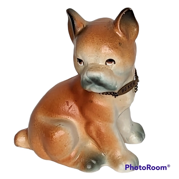 Vintage Tilso Hand Painted Boxer Dog Ceramic Art Brown & White Decor - Picture 5 of 12
